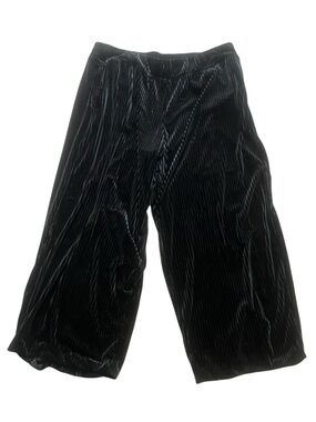 Terra & Sky Ribbed Velour Pants Black 2X (20W-22W)
